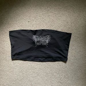 butterfly rhinestone tube top